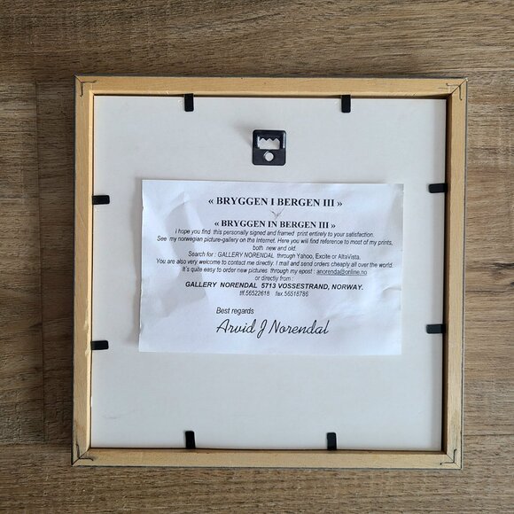 Bryggen in Bergen III framed print signed by artist Arvid Norendal. - Picture 7 of 8